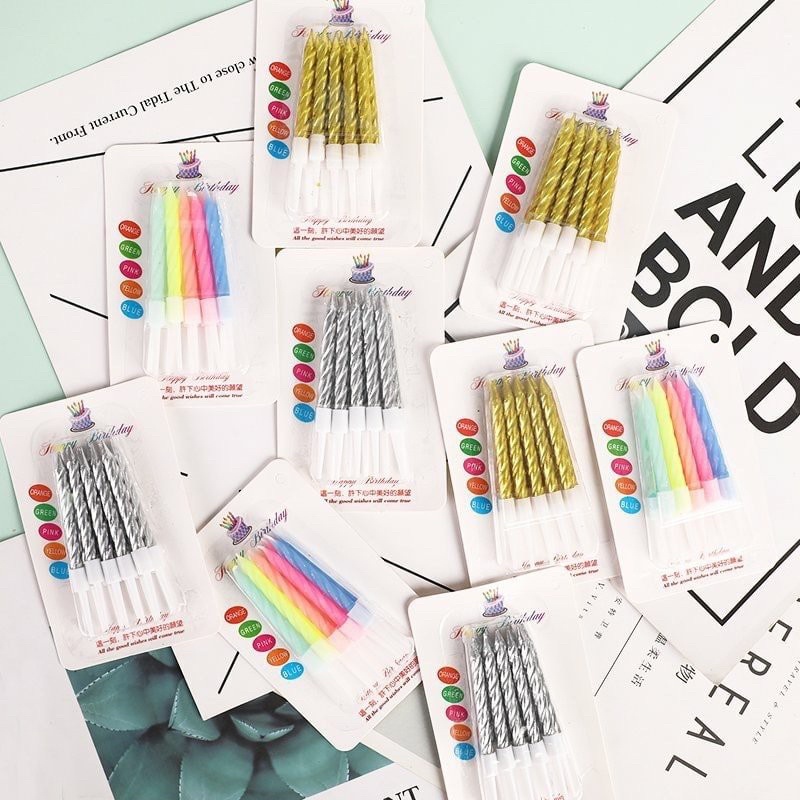 Set 10 Nến nhũ vàng/ bạc trang trí bánh kem, sinh nhật