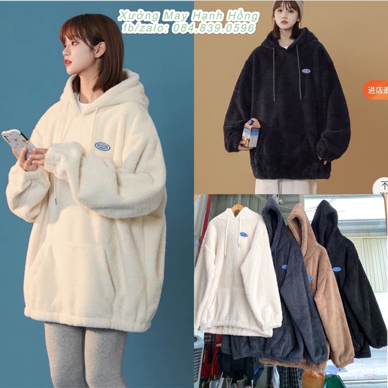 Áo hoodie lông cừu mềm cao cấp siêu dầy dặn hàng Quảng Châu