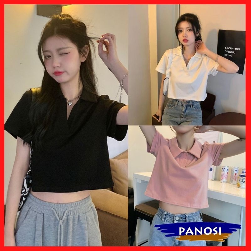 Áo polo nữ thiết kế kiểu dáng croptop cổ bẻ trẻ trung cá tính PANOSI - A315