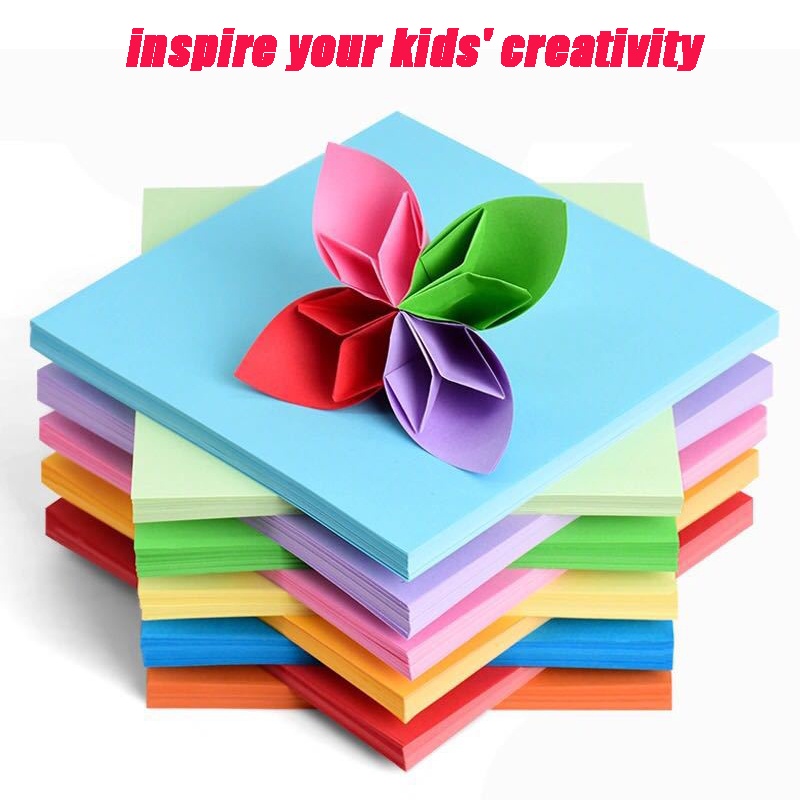100 Tờ Vuông Giấy Origami Mặt Hai Màu Giấy Gấp Origami Nhiều Màu Trẻ Em Handmade DIY Scrapbook Nghệ Thuật