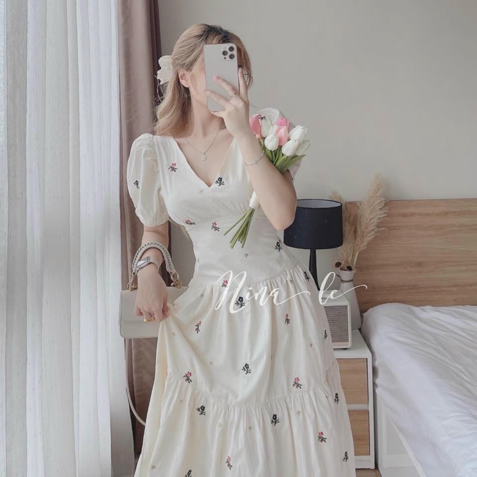 Váy Đầm Nữ Dáng Xòe Tiểu Thư Đi Tiệc Sang Chảnh, Đầm Nữ Cổ Tim Phối Dây Lưng Chất Lụa Có Mút Đẹp NEW UNISEX