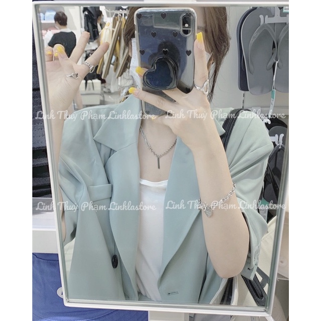 SET BỘ ÁO BLAZER XANH KÈM QUẦN ULZZANG HÀN QUỐC / SET BLAZER HÈ TAY LỠ