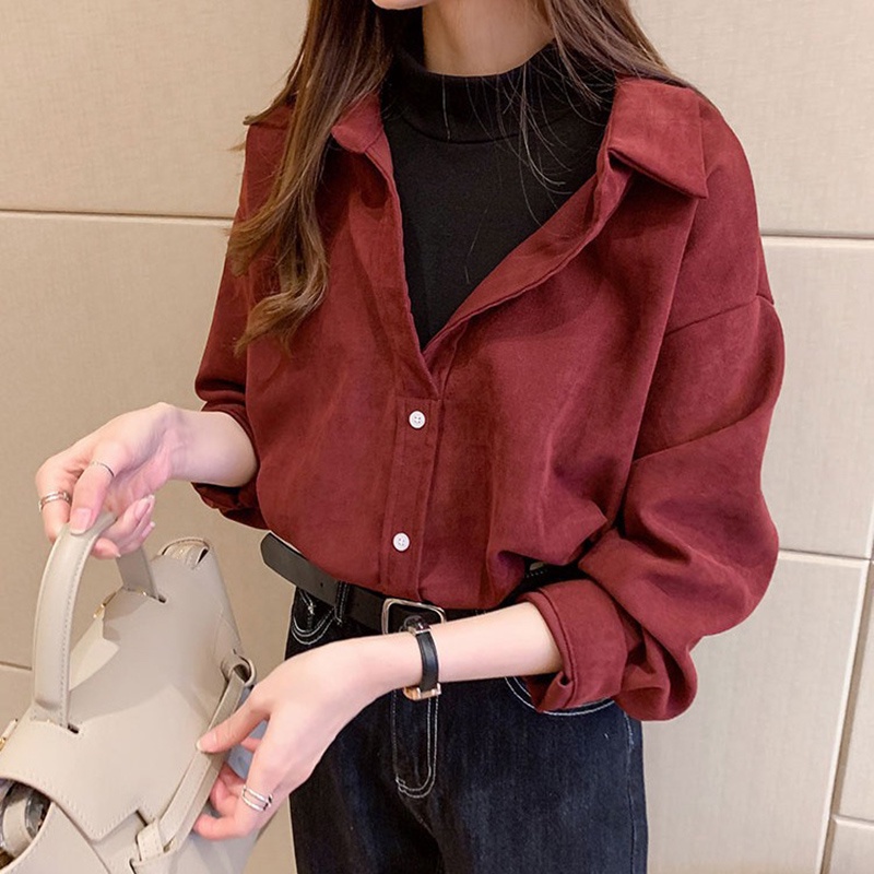 IELGY Áo sơ mi dài tay nhiều lớp thời trang dành cho nữ