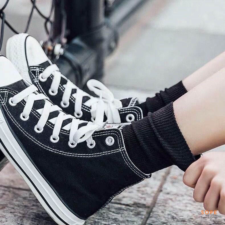 Tất vớ nữ nam cổ cao chất liệu cotton co giãn bốn chiều, phong cách teen - Sope Shop