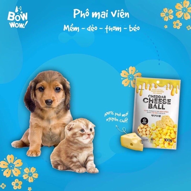 ĐỒ ĂN VẶT CHO CHÓ MÈO PHÔ MAI VIÊN BOWWOW 100g