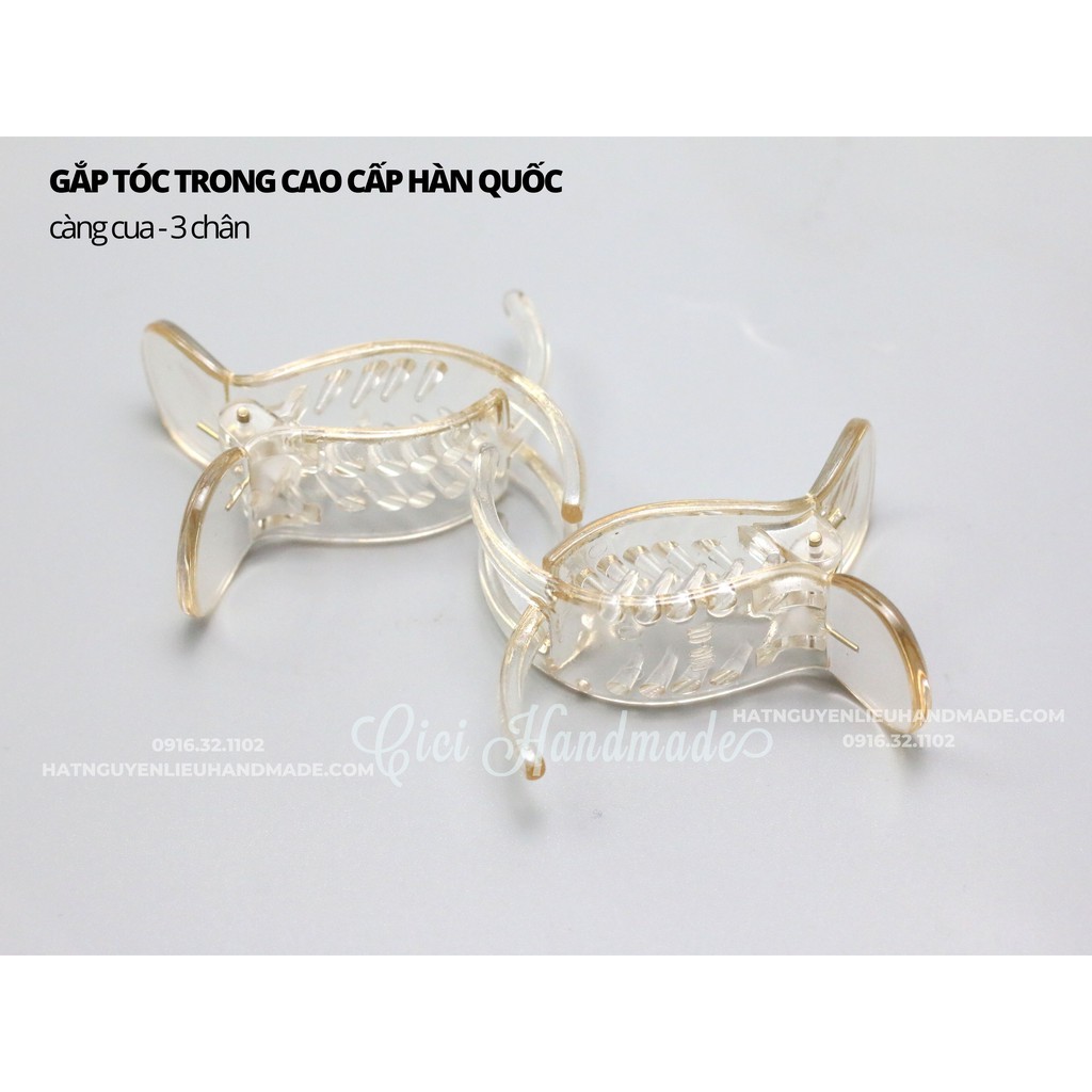 Phôi kẹp ngoạm nhựa trong cao cấp Hàn Quốc Cici Handmade hạt cườm nguyên liệu tự làm kẹp tóc cô dâu đính kết