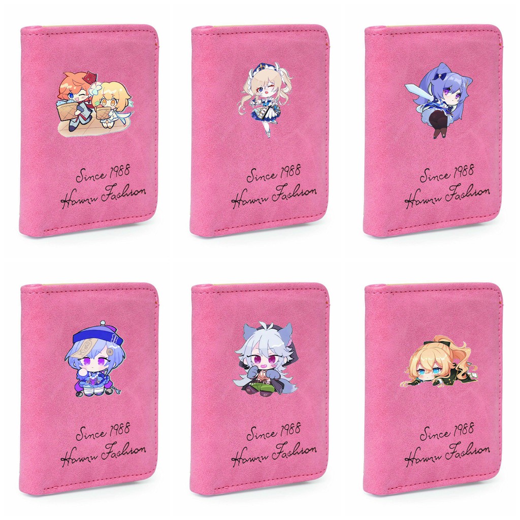 Ví ngắn cầm tay in hình Genshin Impact game chibi đựng vật dụng nhỏ xinh xắn tiện lợi m03