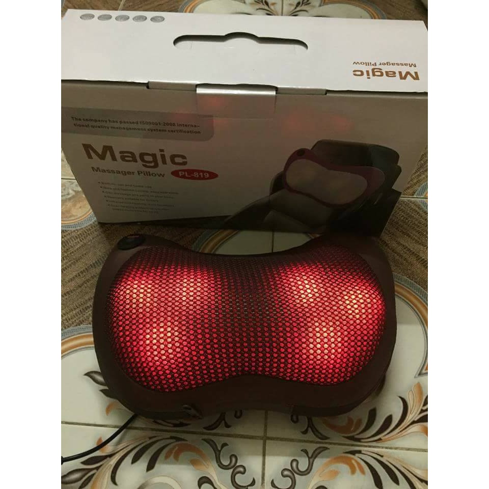 Gối massage cổ vai gáy hồng ngoại 8 bi cao cấp