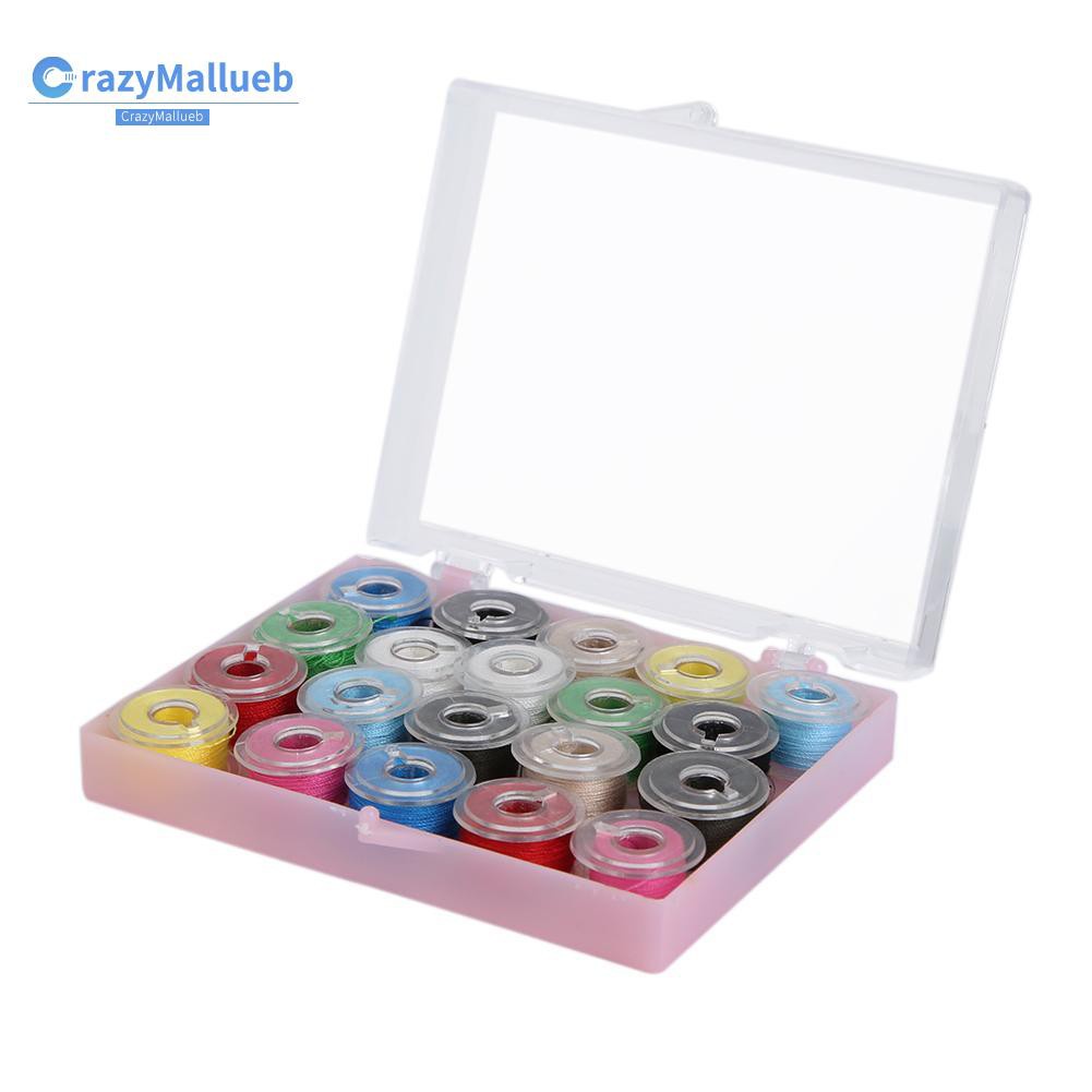 Crazymallueb❤20pcs Colorful Sewing Threads+20 Grids Clear Plastic Sewing Machine Bobbins❤New