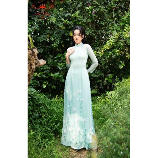 ÁO DÀI CÁCH TÂN NỮ 4 TÀ KẾT CÚC HOẠ MI LÓT VẢI LỤA TAY PHỐI REN CAO CẤP - ÁO DÀI THIẾT KẾ MẶC TẾT TRUYỀN THỐNG ADCTHCXV