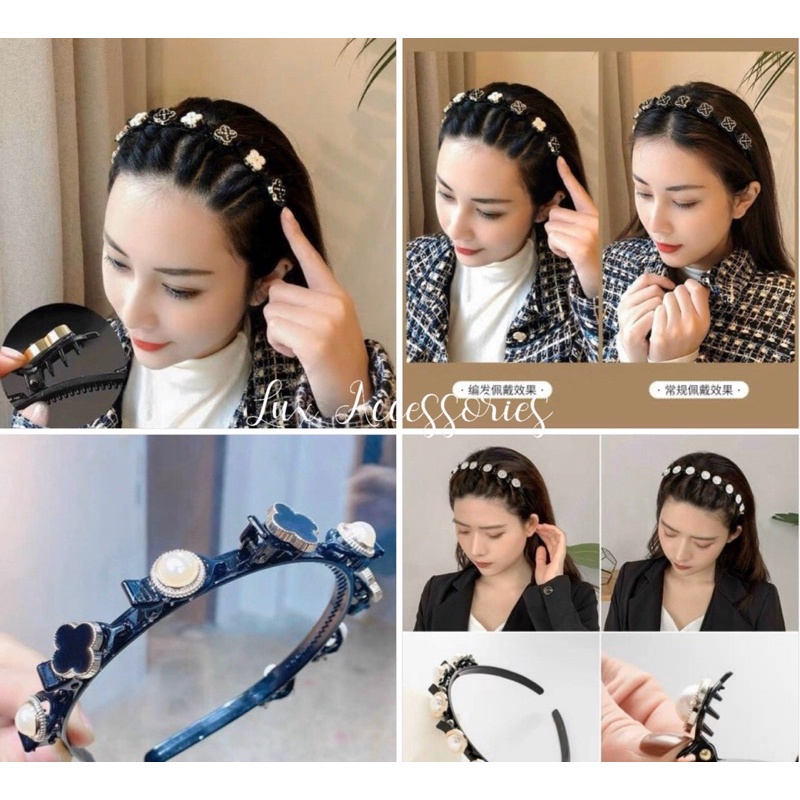 Băng đô cài tóc tiktok đính ngọc phong cách Hàn Quốc BĐ02 Lux Accessories