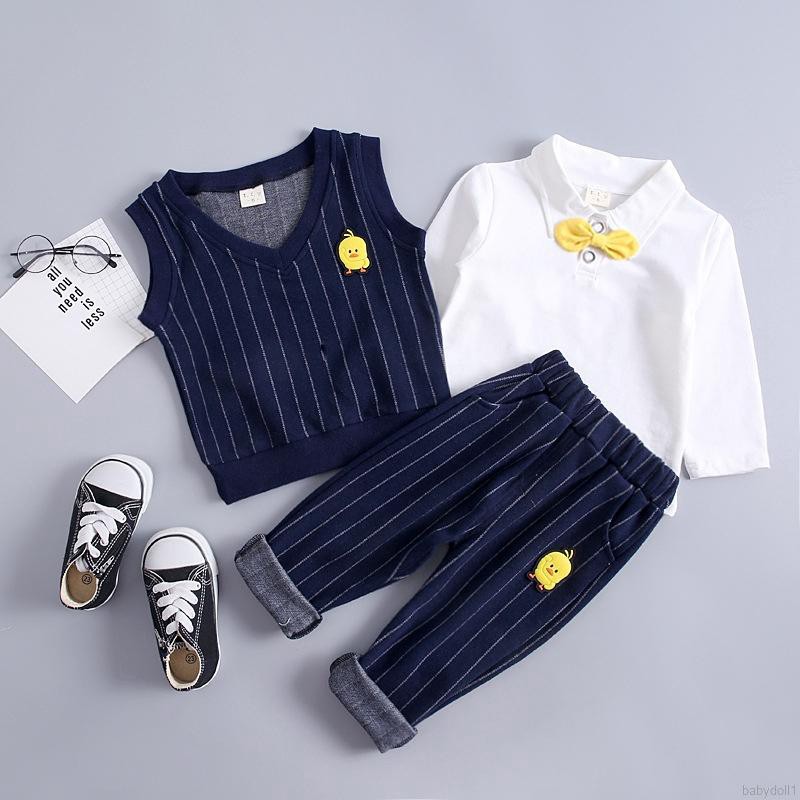 Set áo thun dài tay cổ tròn + quần dài ống bó thời trang cho bé trai