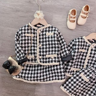 Set váy dạ kẻ qccc cho bé gái