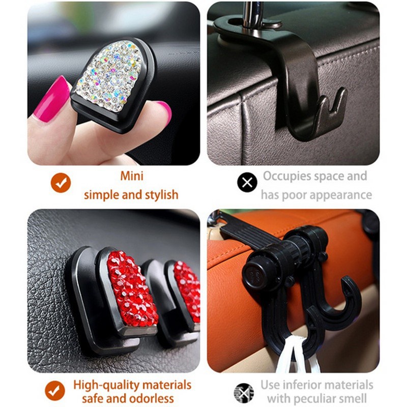 Set 2 Móc Treo Đồ Mini Tự Dính Gắn Sau Ghế Xe Hơi Hình Hoạt Hình