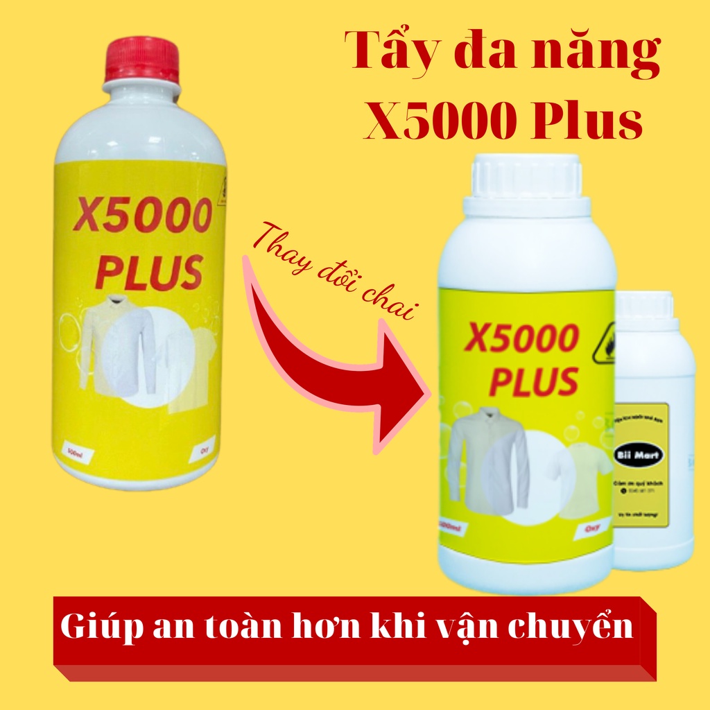 Nước thuốc tẩy đa năng X5000 Plus- Đánh bay ố vàng,mốc quần áo thức ăn dầu mỡ dùng được cho vải trắng và màu