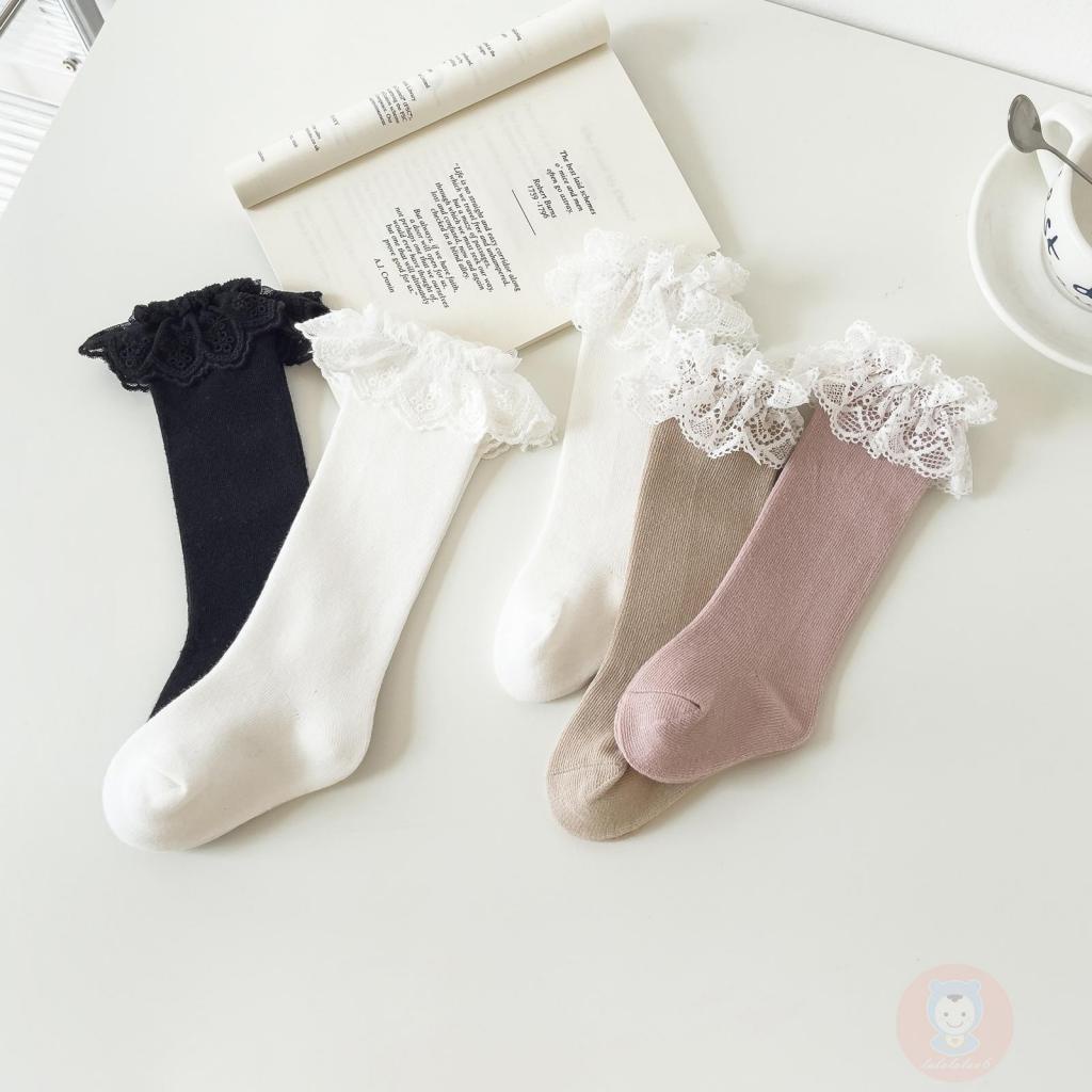 Laa6-quần Tất Dài Qua Gối Thêu Ren Dễ Thương Cho Bé Gái
