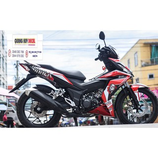 Tem trùm xe Winner đỏ trắng đen 150 V1, độ thiết kế team dán phủ decal xe máy giá rẻ đẹp