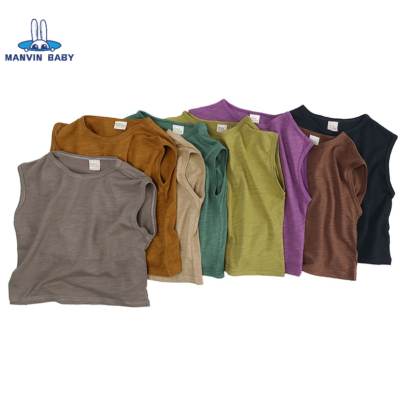Áo thun cotton MANVIN BABY không tay màu kẹo phong cách Hàn Quốc dành cho bé gái
