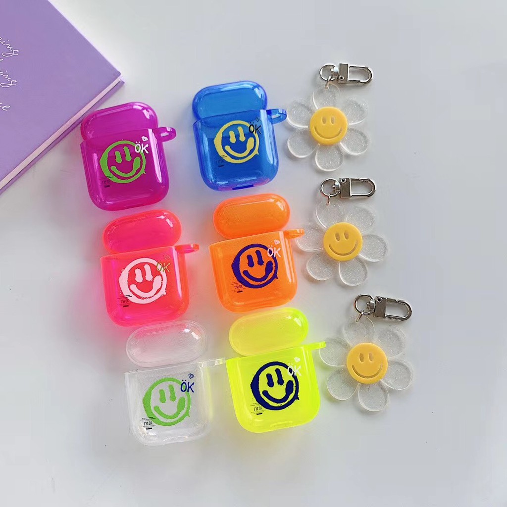 Smile face pirnted airpods 1 2 cover soft airpods pro
