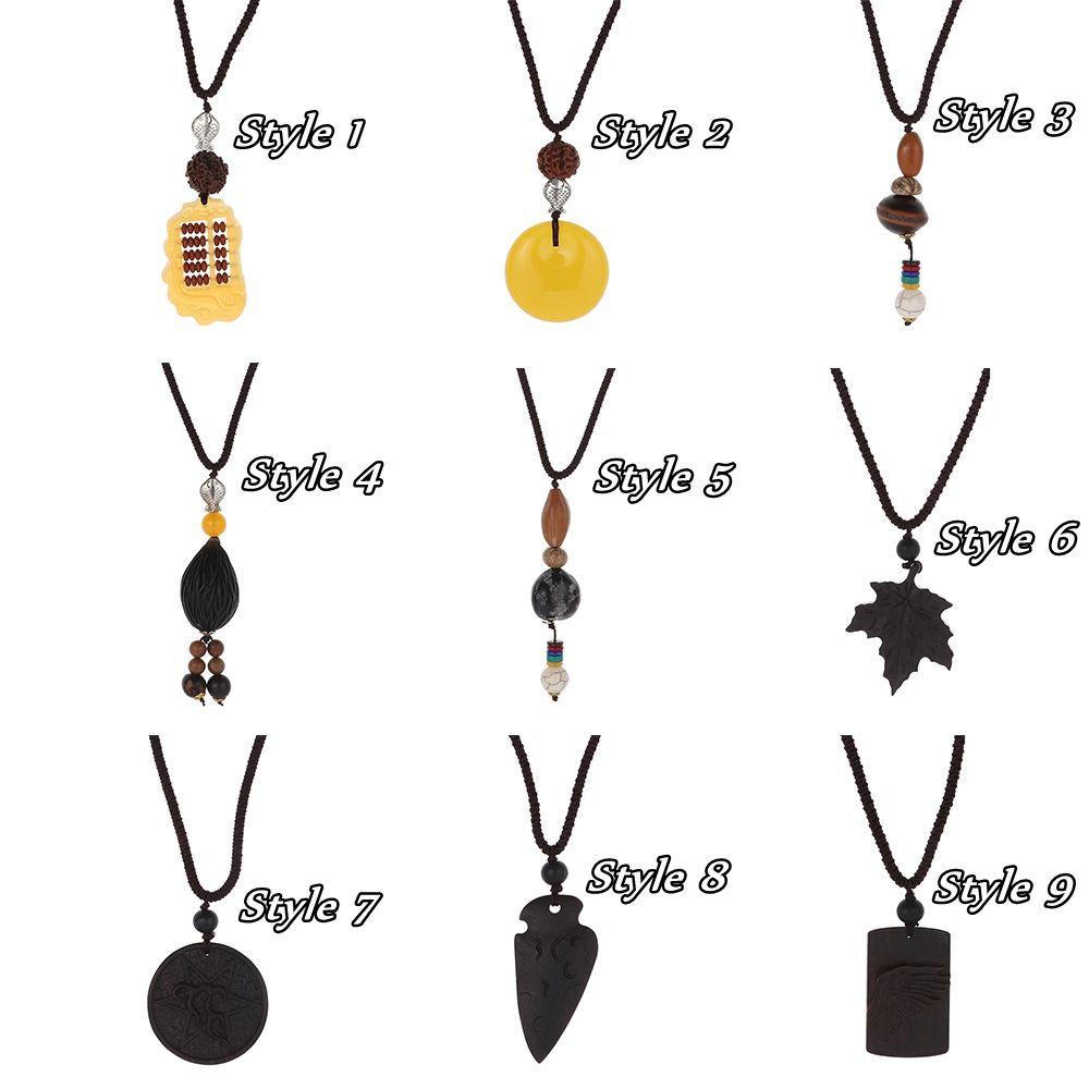 Vòng cổ Handmade Đính Hạt Gỗ Hình Quả Chuối/Cá Phong Cách Phật Giáo Nepal Cổ Điển