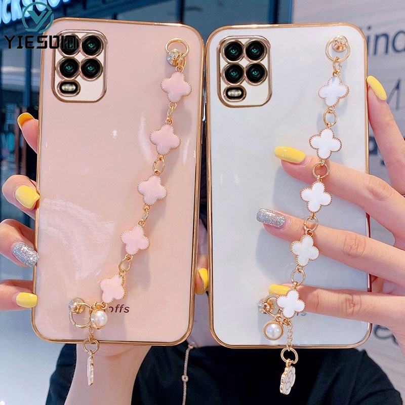 Ốp Điện Thoại Silicon Mềm Họa Tiết Lá May Mắn Gắn Dây Đeo Cổ Tay Cho Realme 9 9 Pro Plus 5G 8 8 Pro 4G 8i 9i 5 5i C3