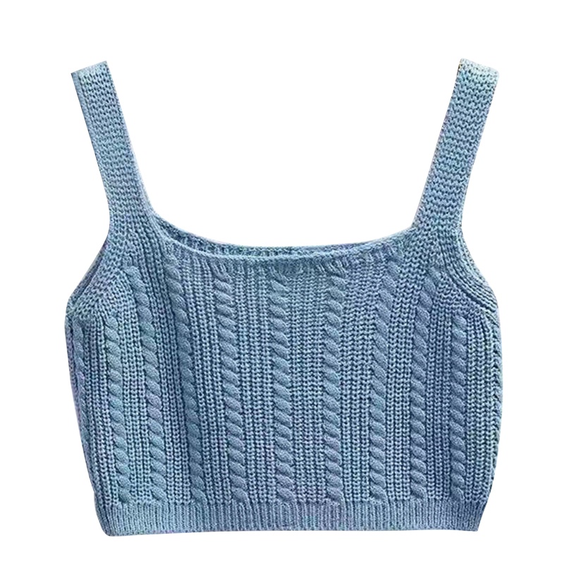 Áo Croptop Dệt Kim Cổ Vuông Thời Trang Đường Phố Cá Tính Cho Nữ