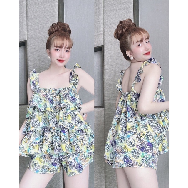 Đồ Ngủ Sexy Nữ, Bộ Mango 3 Tầng Cực Xinh Dưới 65kg