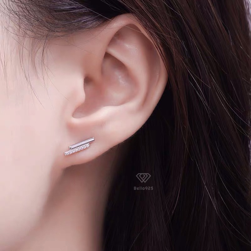 Bông tai Bella 925 hình sấm sét hoa tai đính đá nhân tạo sang trọng