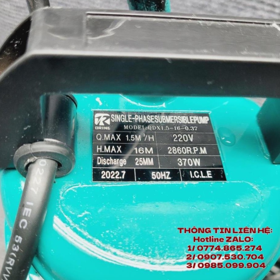 Máy bơm nước chìm | Bơm tõm 370W 25 lít/ phút ( Cam kết lõi đồng 100%) - SIÊU BỀN