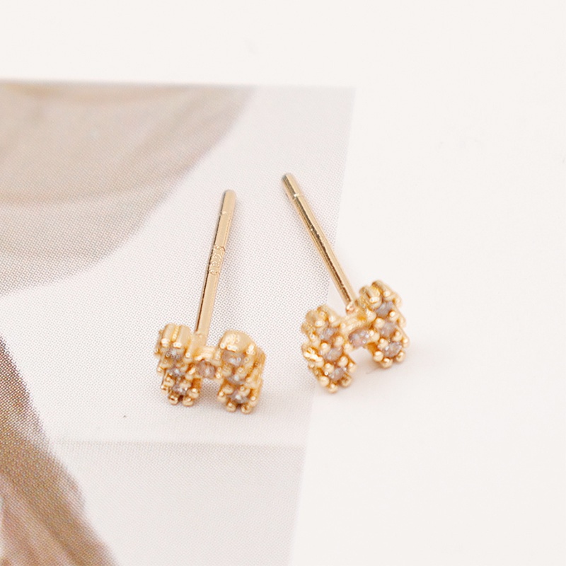 Bông Tai Chữ H Đính Đá Zircon Phong Cách Hàn Quốc Thanh Lịch Cho Nữ