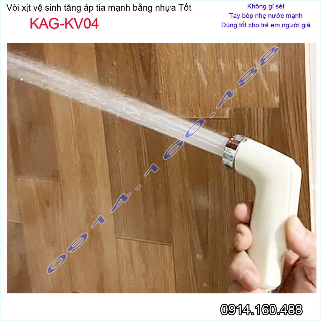 Vòi xịt bồn cầu KAG-KV04 màu kem, vòi xịt rửa  ấn tay nhà tắm, vòi xịt vệ sinh tia nước mạnh siêu sạch sử dụng tốt