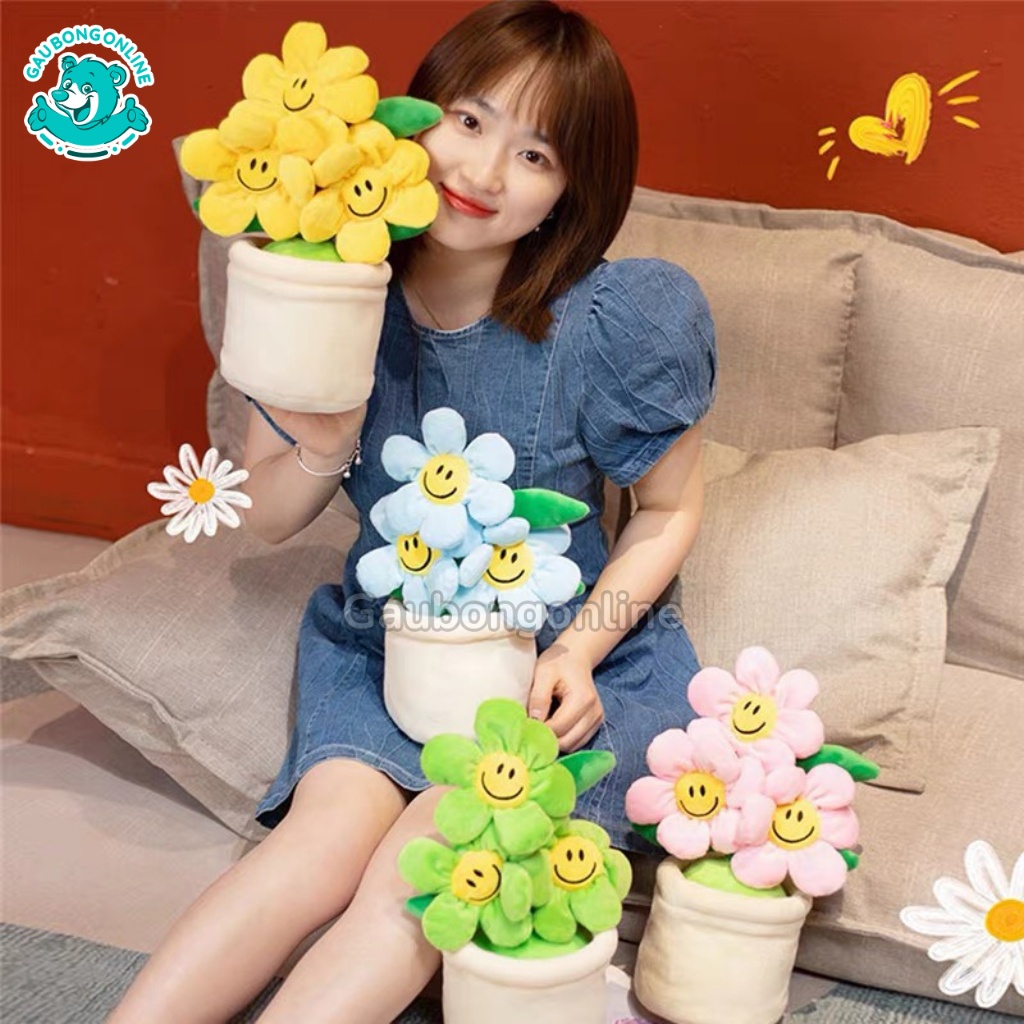 Chậu Hoa Bông Xinh Xắn, Chậu Hoa Nhồi Bông Ngộ Nghĩnh Độc Lạ Gấu Bông Online