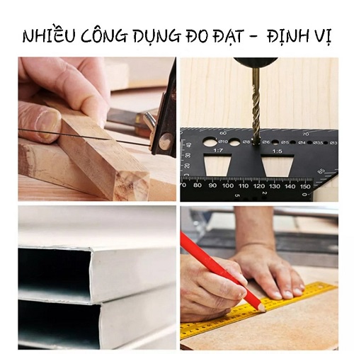 Dụng Cụ Thợ Mộc Thước E Ke Nhựa Đo Góc Vuông 3D (20x7cm) Đi Kèm Bút Chì Màu17,5cm Hiệu Quả và Chính Xác