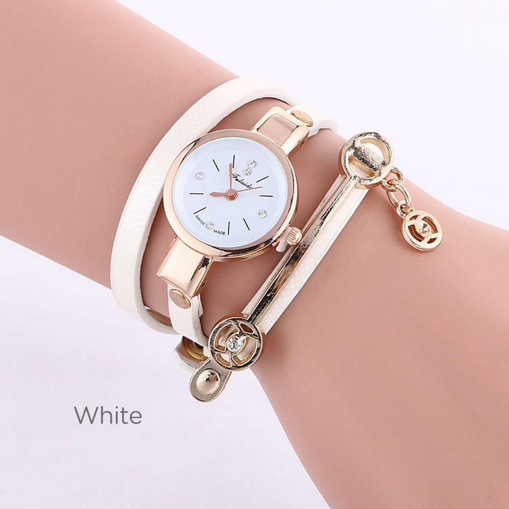 Đồng Hồ Đeo Tay Mặt Tròn Đính Kim Cương Thời Trang Cho Nữ