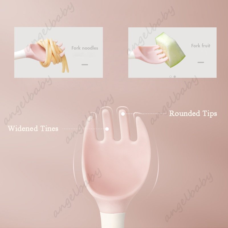 Bộ Muỗng Nĩa silicone Cho Bé Tập Ăn