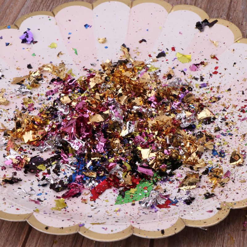 Bộ 100 lá kim loại mô phỏng giấy nhôm resin nhiều màu tùy chọn dùng làm đồ trang sức/tác phẩm nghệ thuật diy