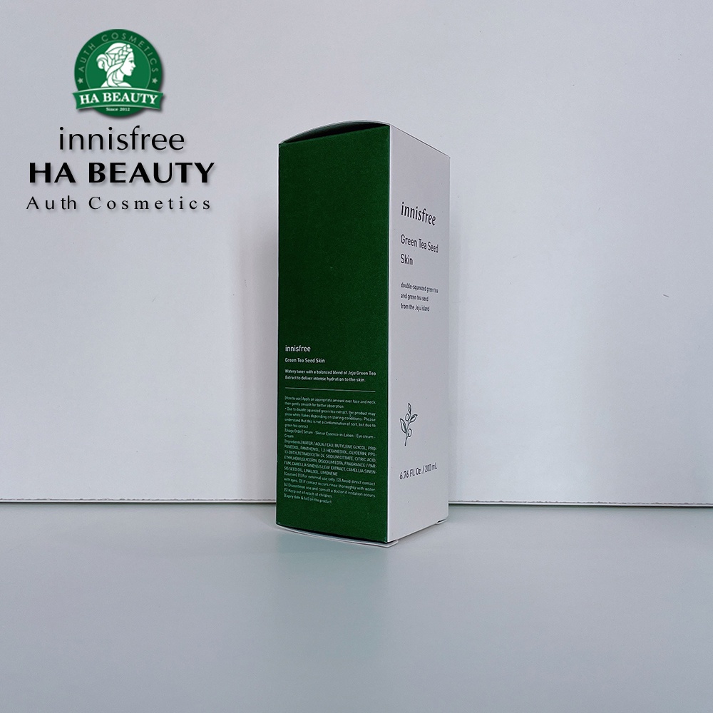 Nước hoa hồng dưỡng ẩm chống lão hóa da trà xanh innisfree Green Tea Seed Skin 200 ml sáng khỏe da