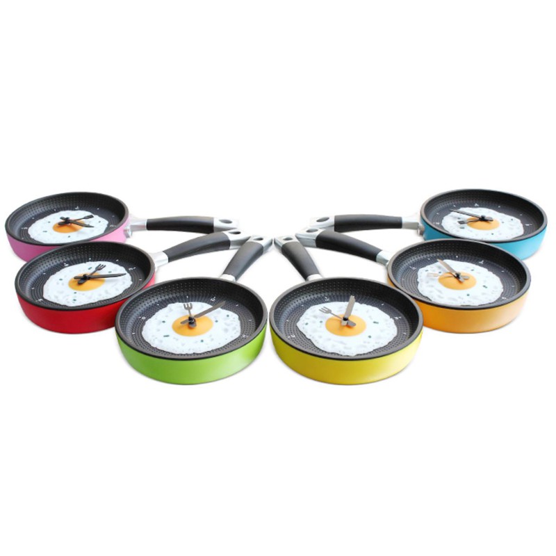 Đồng hồ treo tường trang trí hình chảo chiên trứng - Trang trí nhà bếp phong cách độc lạ