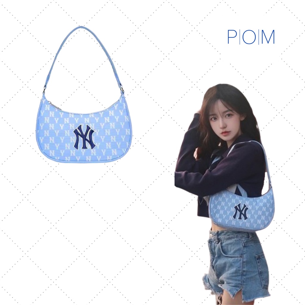 Túi kẹp nách NY túi xách nữ M.L.B NY Monogram Hobo Bag Blue - Pom Store
