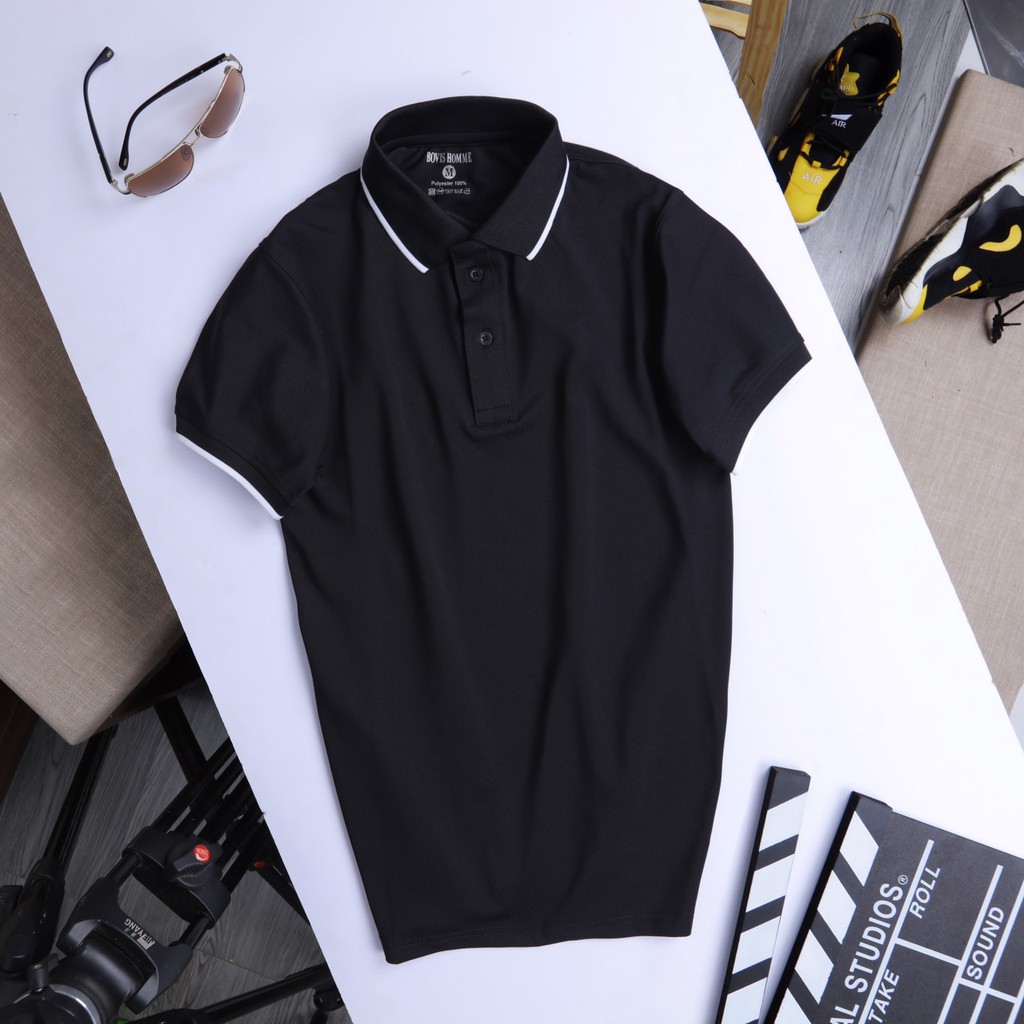 Áo Polo nam phối viền Bovis Homme, mã PL2021100, phom Slim-Fit vừa vặn giúp ôm dáng, chất vải chống nhăn (nhiều màu)