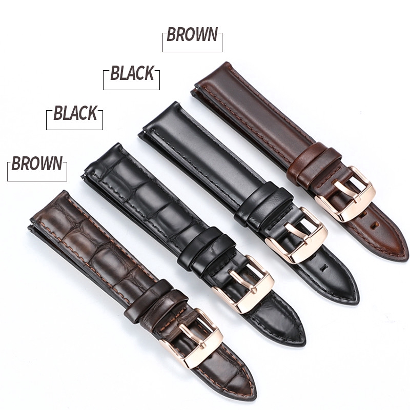 High quality Genuine leather strap Multiple specifications watchband  black and brown