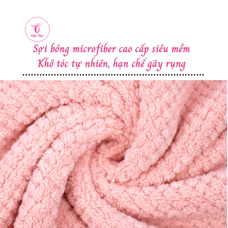 Khăn ủ tóc nhanh khô VIỆT THƯ, khăn quấn tóc MICROFIBER 1 lớp dày, siêu mềm, siêu thấm, 25x65cm, 80g