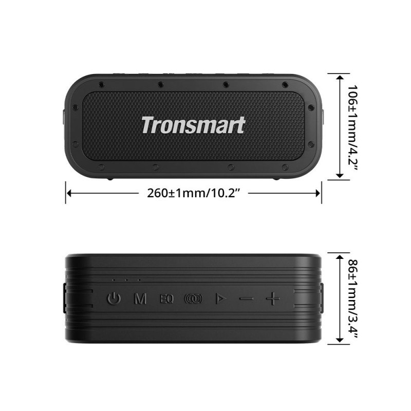 Loa ngoài trời di động Tronsmart Force X Bluetooth 5.0 Công suất 60W, Chống thấm nước IPX6, Thời gian Lên đến 13 giờ