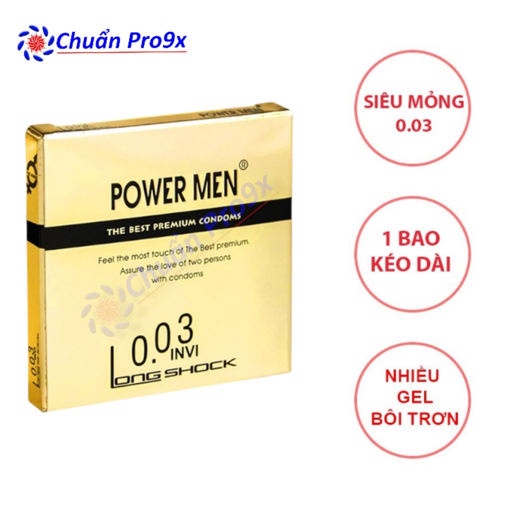 Bao cao su Powermen INVI 0.03 Longshock 1 bao