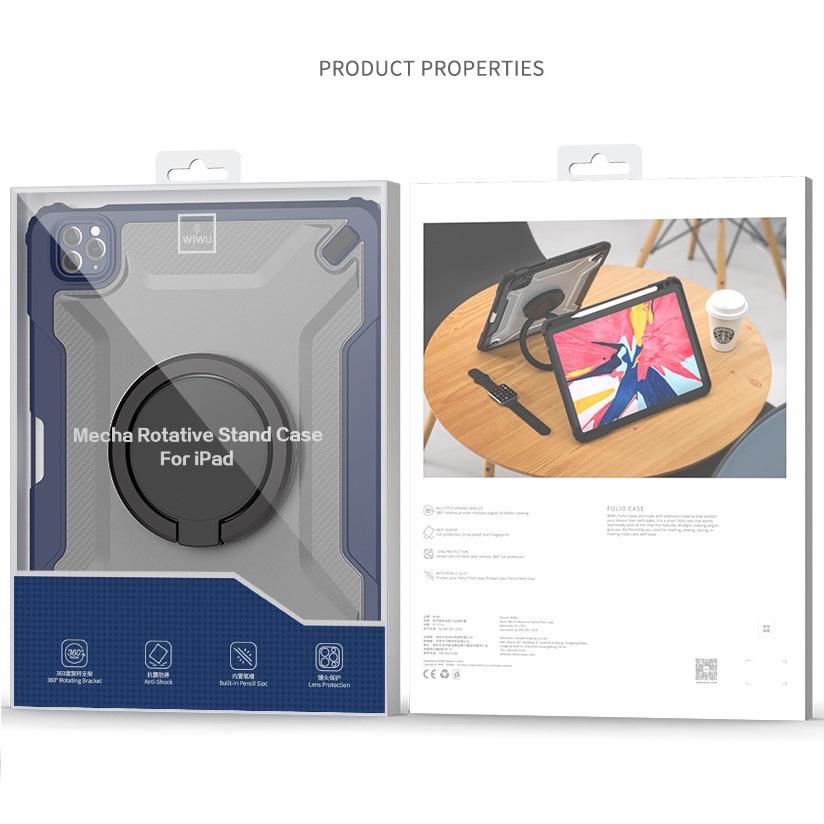 Ốp lưng WiWu chống sốc cho iPad Pro 11 inch M1 2021 2020 2018 10.9 inch Air 4 5 M1 2022 Pro 10.5 Air 3 10.2 Gen  7 8 9