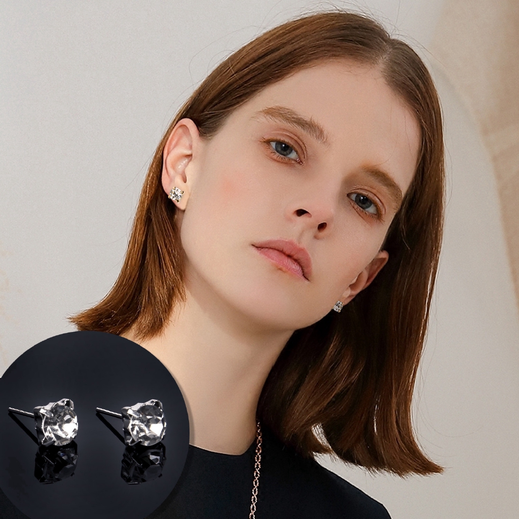 Set 12 cặp bông tai dạng xỏ đính hạt pha lê thời trang cho nữ