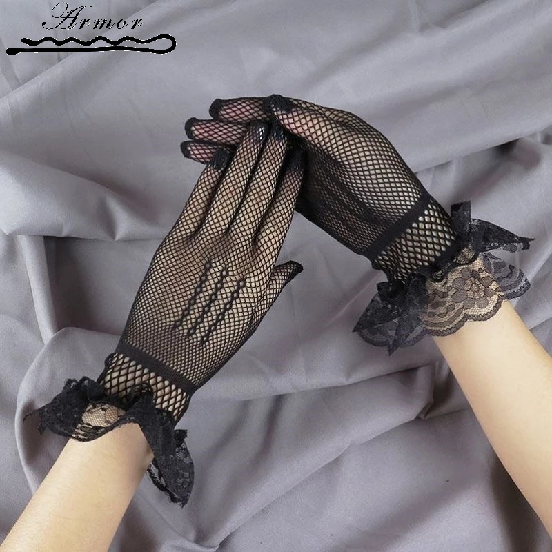 Găng Tay Ren Hở Ngón Chống Tia Uv Bảo Vệ Toàn Diện Cho Nữ