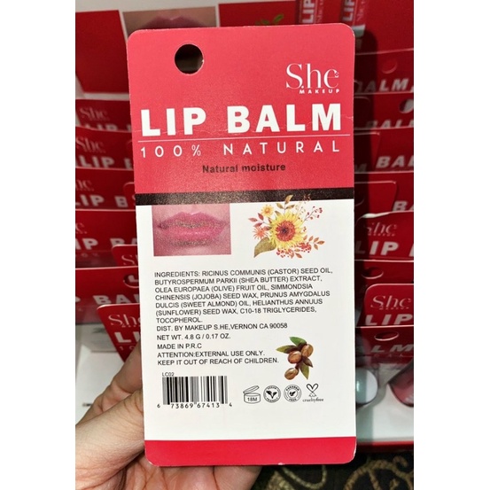 [FREESHIP] Son Dưỡng Môi S.he Makeup Chiết Xuất 100% Tự Nhiên Natural Lip Balm