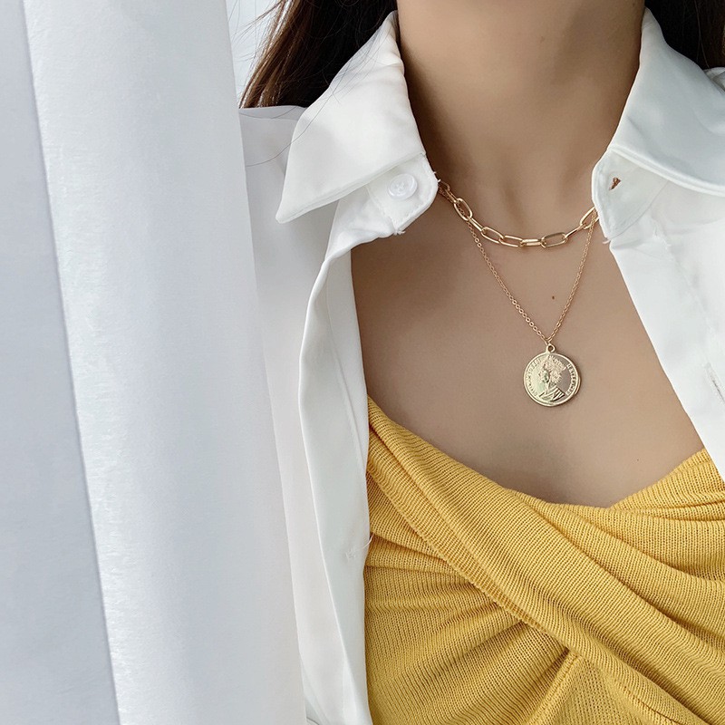 vòng cổ Hai Lớp Đính Đồng Xu C60