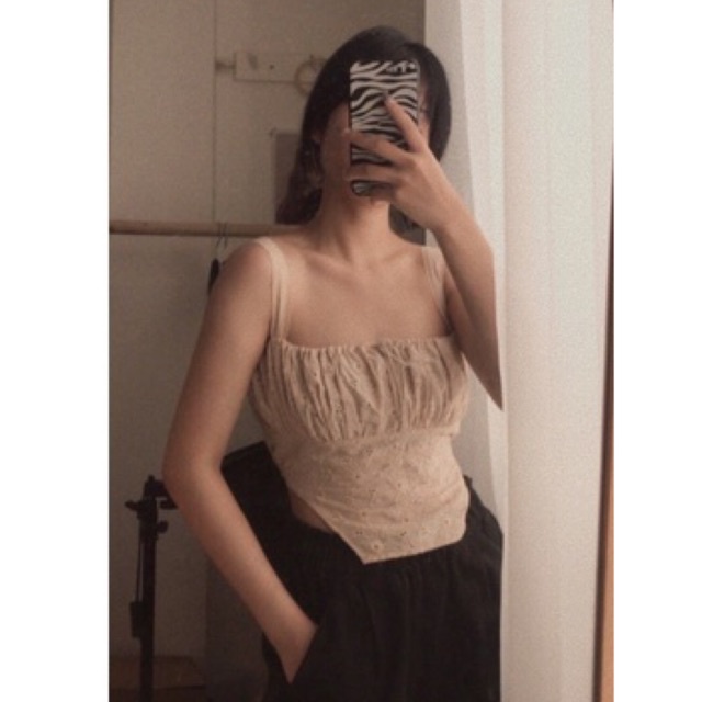 Áo hai dây, áo kiểu cho nữ vải thêu hoa, phong cách lolita vừa ngọt vừa sexy gợi cảm LuKush